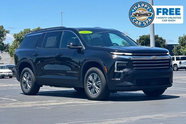 2026 Chevrolet Traverse LT in Mosaic Black Metallic — front three-quarter view