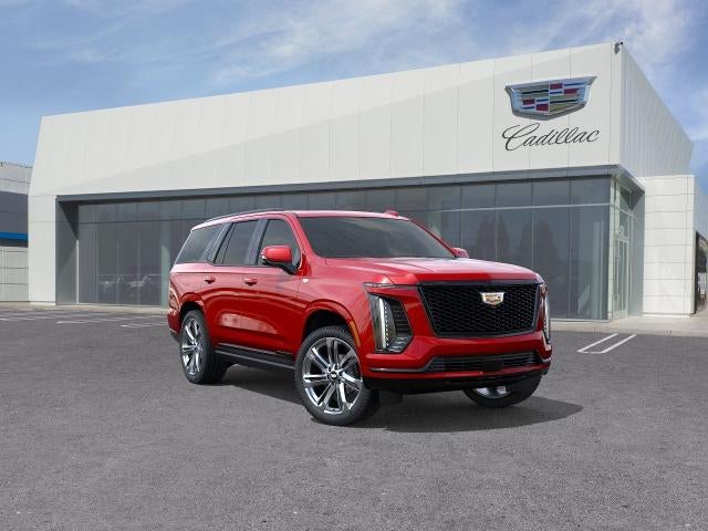 2026 Cadillac Escalade Sport in Radiant Red Tintcoat — front three-quarter view
