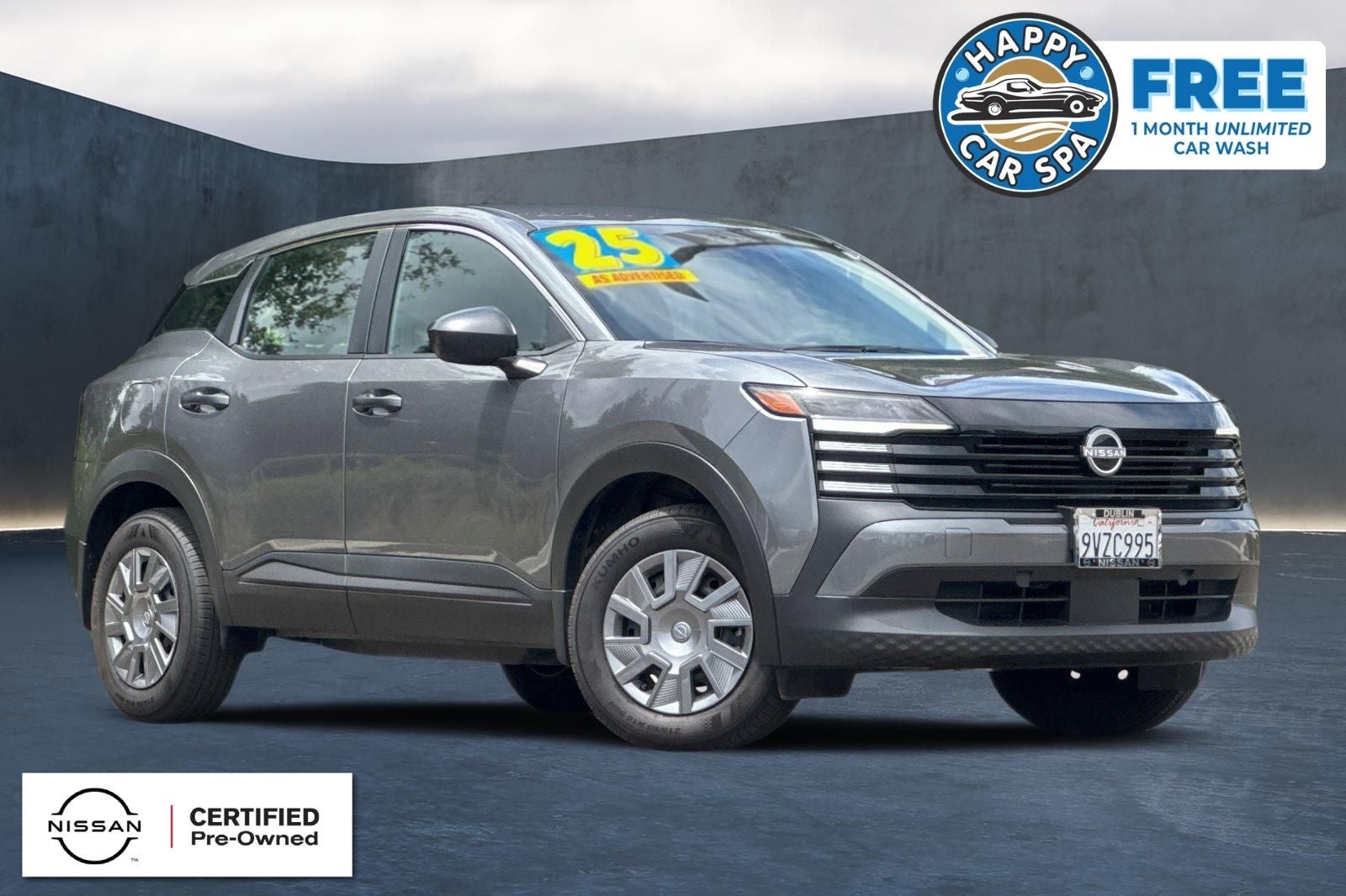 2025 Nissan Kicks S in Gun Metallic — front three-quarter view