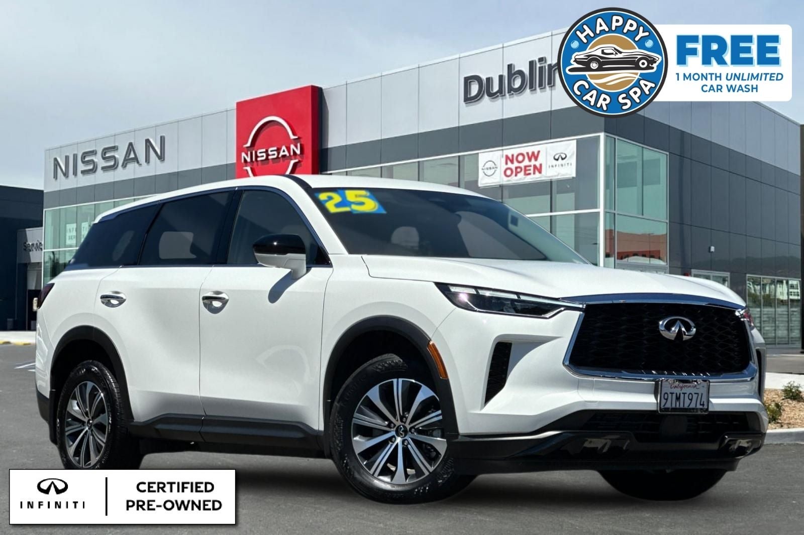 2025 INFINITI QX60 PURE in Glacier White — front three-quarter view